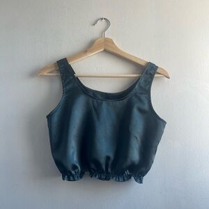 Dark Green Satin Crop Top